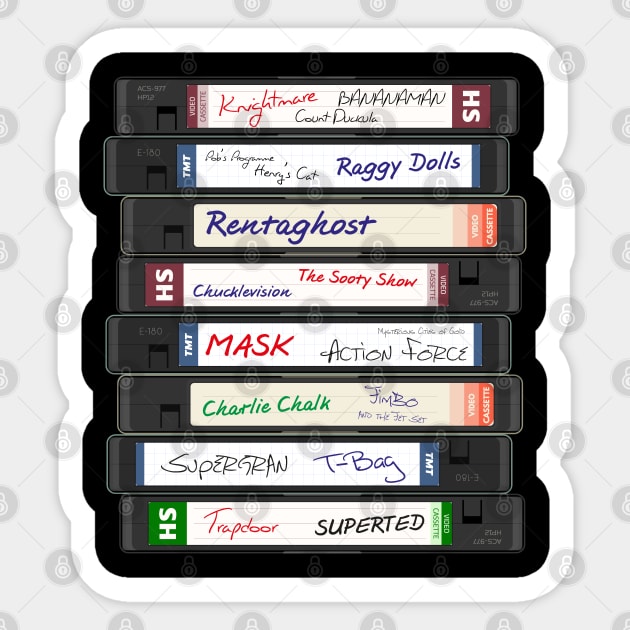 Retro British 80s TV Series VHS Video Cassettes Sticker by Meta Cortex